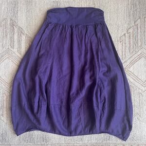 linen lagenlook skirt barrel midi elastic waist boho art teacher purple XL
